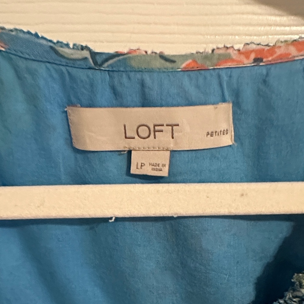 Loft Floral Ruffle Off-Shoulder Top - Blue - Picture 4 of 5